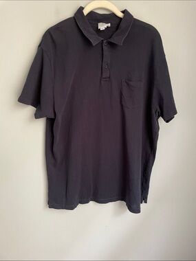Sunspel England Navy Blue Short Sleeve Polo Shirt with Chest Pocket Size XXL